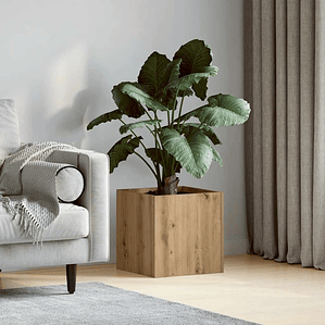 vidaXL Vaso/floreira 40x40x40 cm madeira processada carvalho artisiano