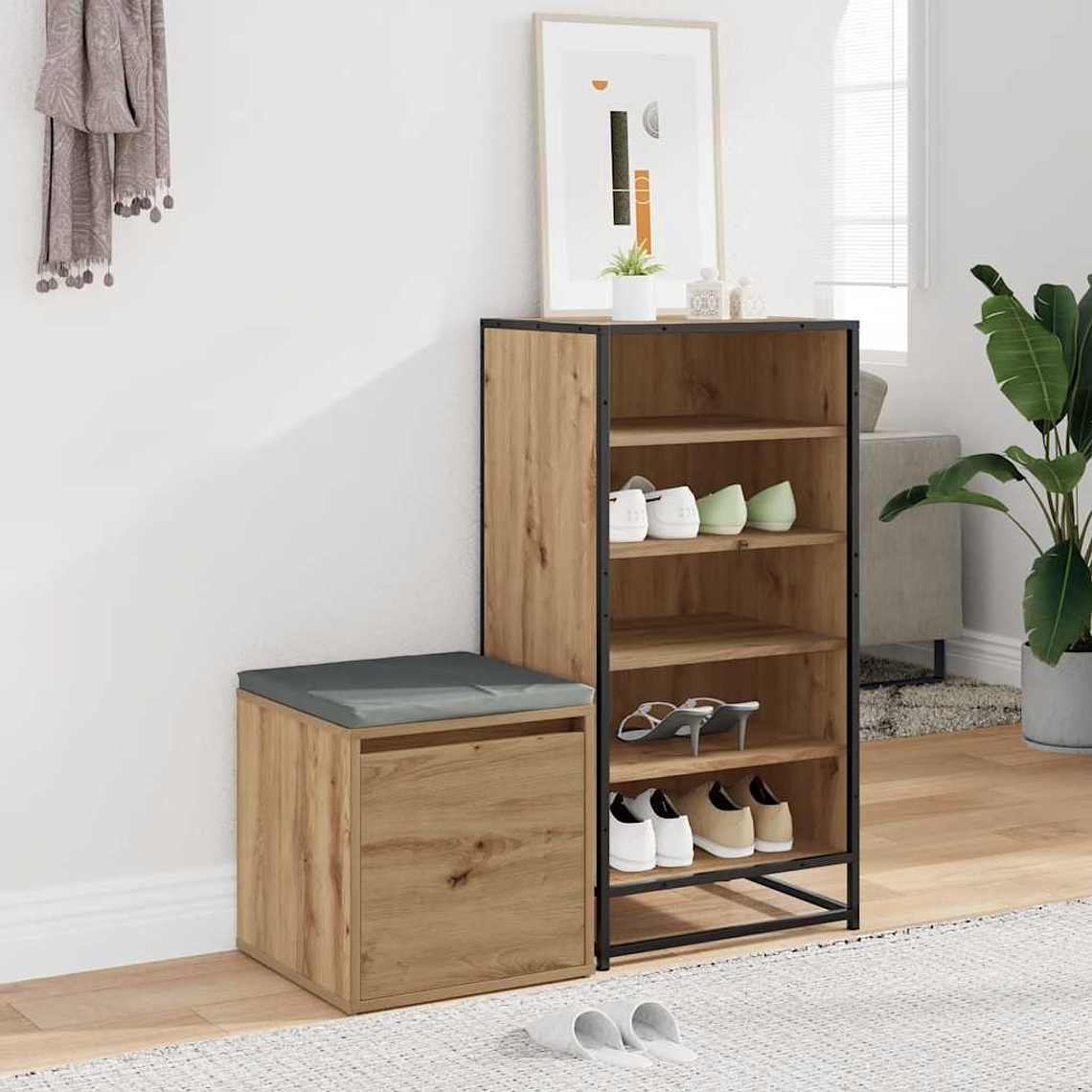 vidaXL Caixa com gaveta 40,5x40x40cm deriv. madeira carvalho artisiano 1