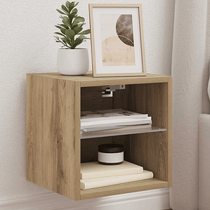 vidaXL Móvel parede p/ TV c/ luzes LED 30x28,5x30cm carvalho artesanal