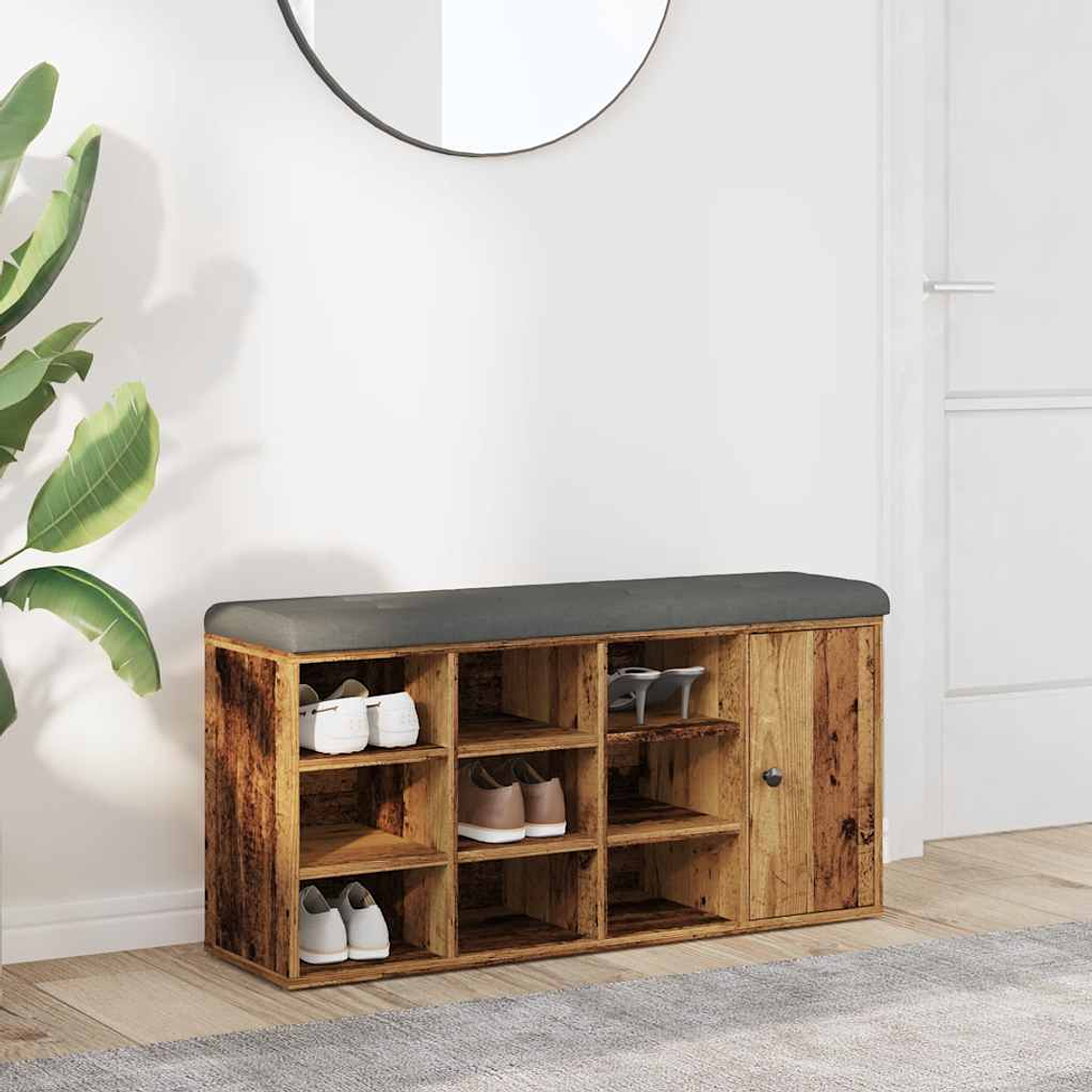 vidaXL Banco sapateira 102x32x50 cm derivados de madeira madeira velha 1