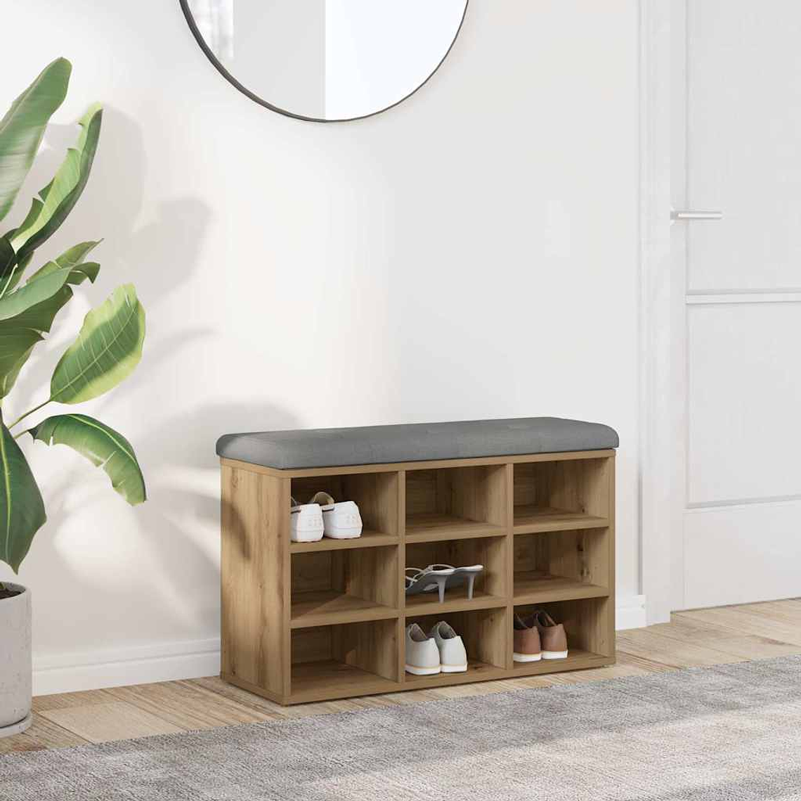 vidaXL Banco sapateira 82x32x50cm derivados madeira carvalho artisiano 1