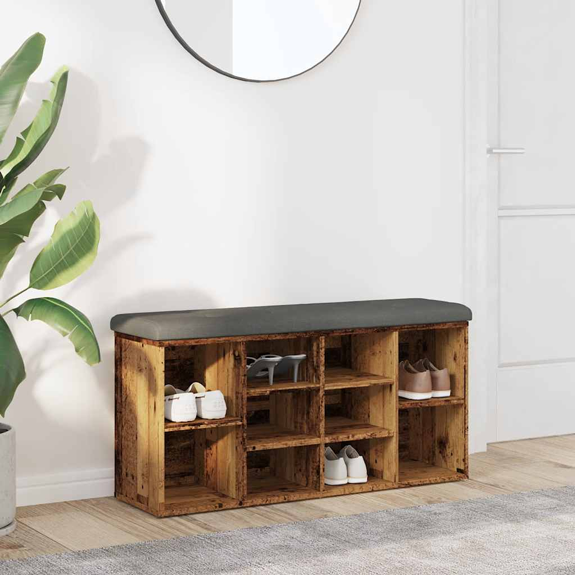 vidaXL Banco sapateira 102x32x50 cm derivados de madeira madeira velha 1