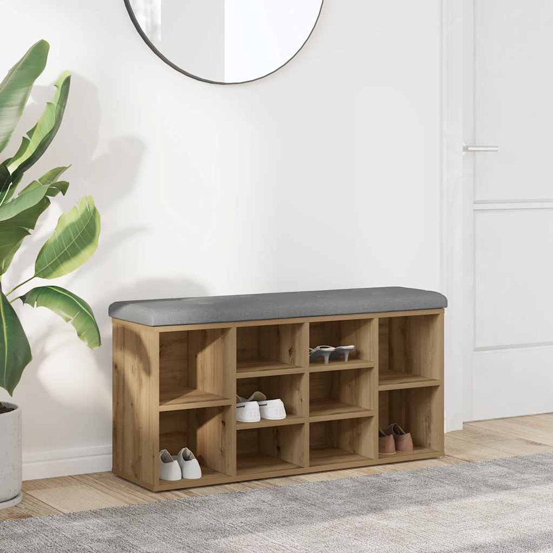 vidaXL Banco sapateira 102x32x50 cm deriv. madeira carvalho artisiano 1