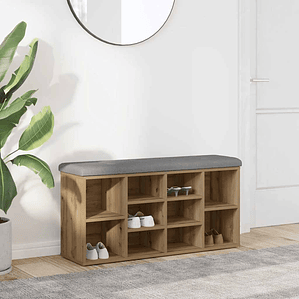 vidaXL Banco sapateira 102x32x50 cm deriv. madeira carvalho artisiano