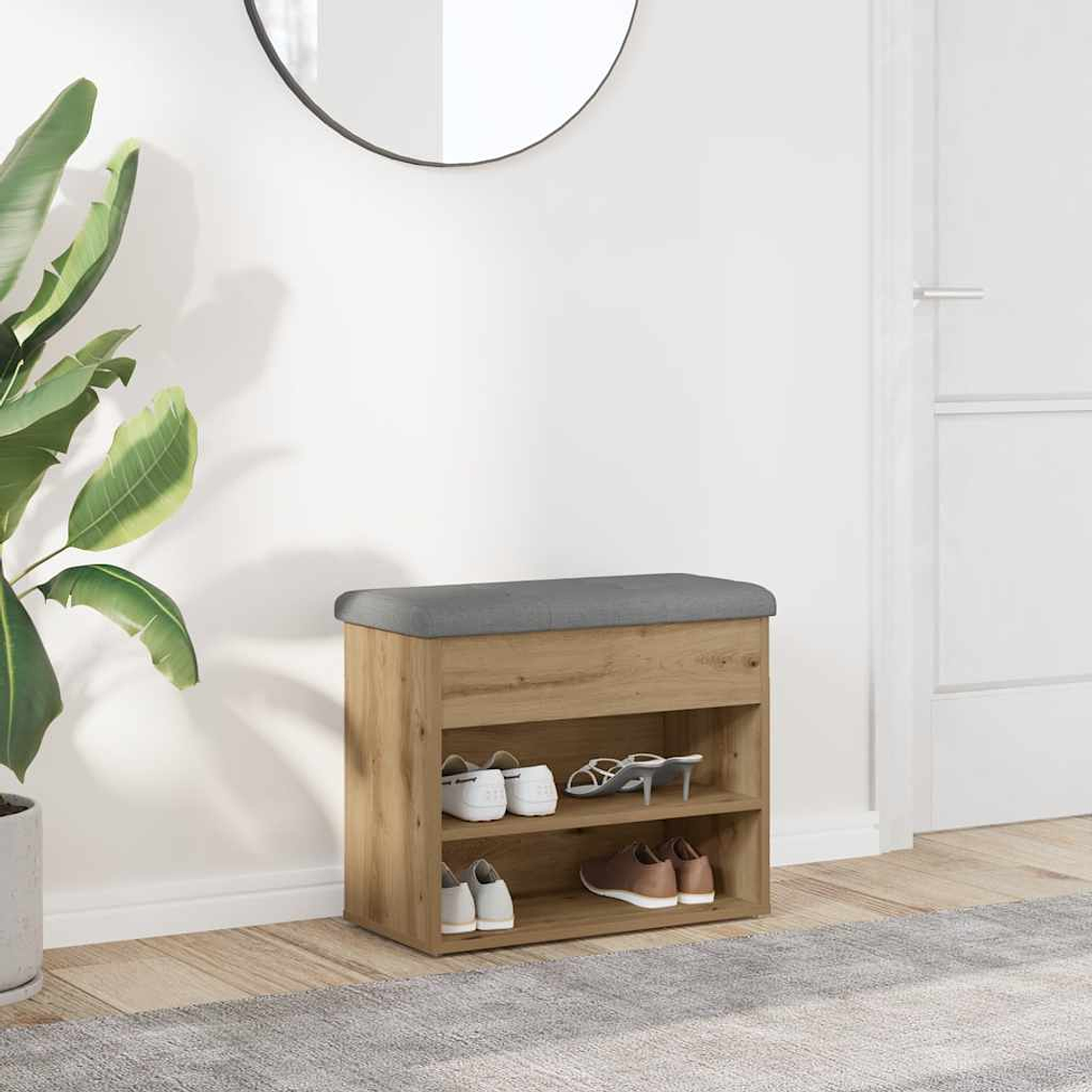 vidaXL Banco sapateira 62x32x50 cm deriv. madeira carvalho artisiano 1