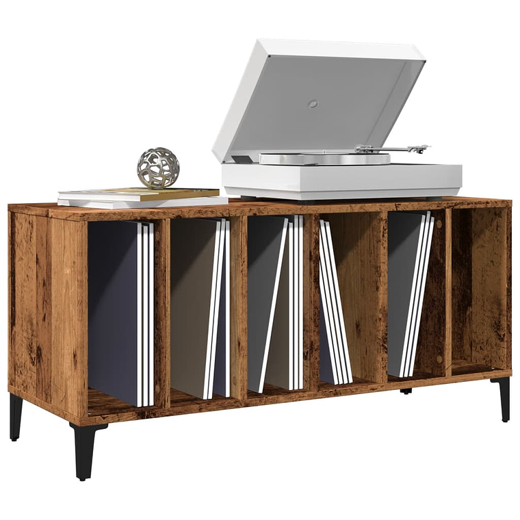 vidaXL Armário p/ discos 100x38x48 cm derivados madeira madeira velha 1