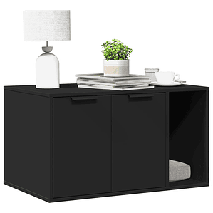 vidaXL Compartimento p/ caixa de areia gatos derivados madeira preto