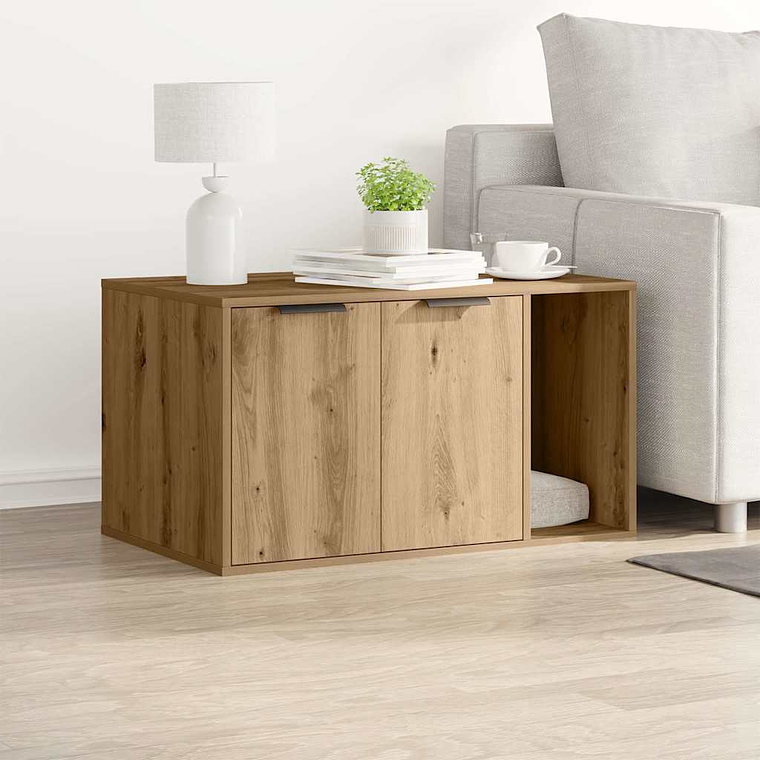 vidaXL Compartim. caixa areia gatos deriv. madeira carvalho artisiano 1