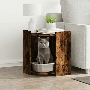 vidaXL Compartim. caixa de areia gatos deriv. madeira carvalho fumado