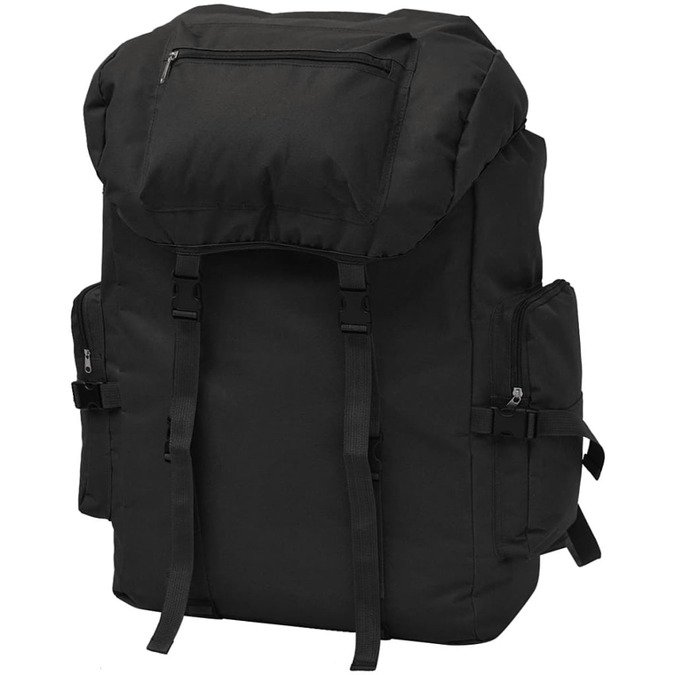 vidaXL Mochila estilo exército 65 L preto 1