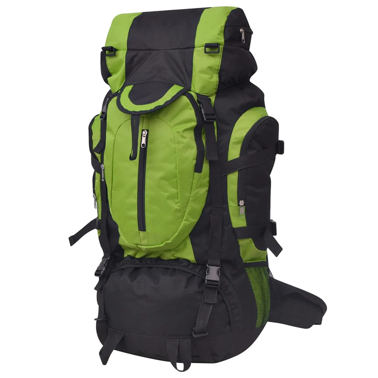vidaXL Mochila de caminhada XXL 75 L preto e verde 1
