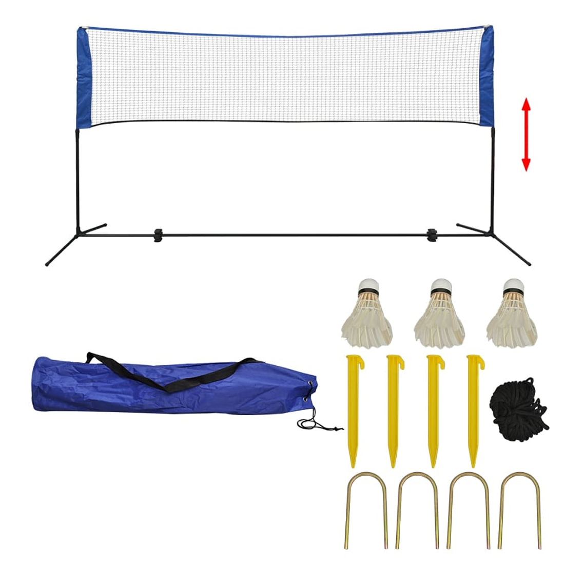 vidaXL Conjunto rede de badminton com volantes 300 x 155 cm 1