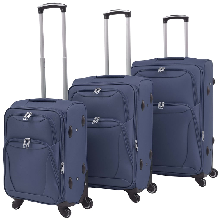 vidaXL Conjunto de tróleis em estojo mole 3 pcs azul-marinho 1