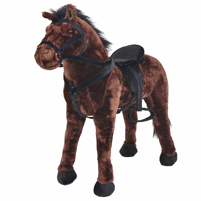 vidaXL Cavalo de montar em peluche castanho escuro XXL 1