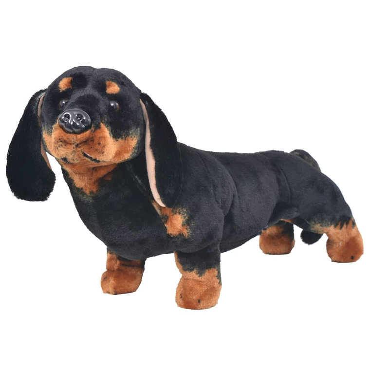 vidaXL Brinquedo de montar cão salsicha peluche preto XXL 1