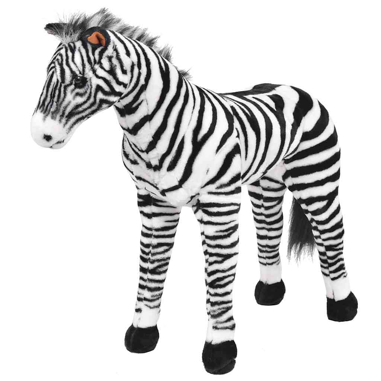 vidaXL Brinquedo de montar zebra peluche preto e branco XXL 1