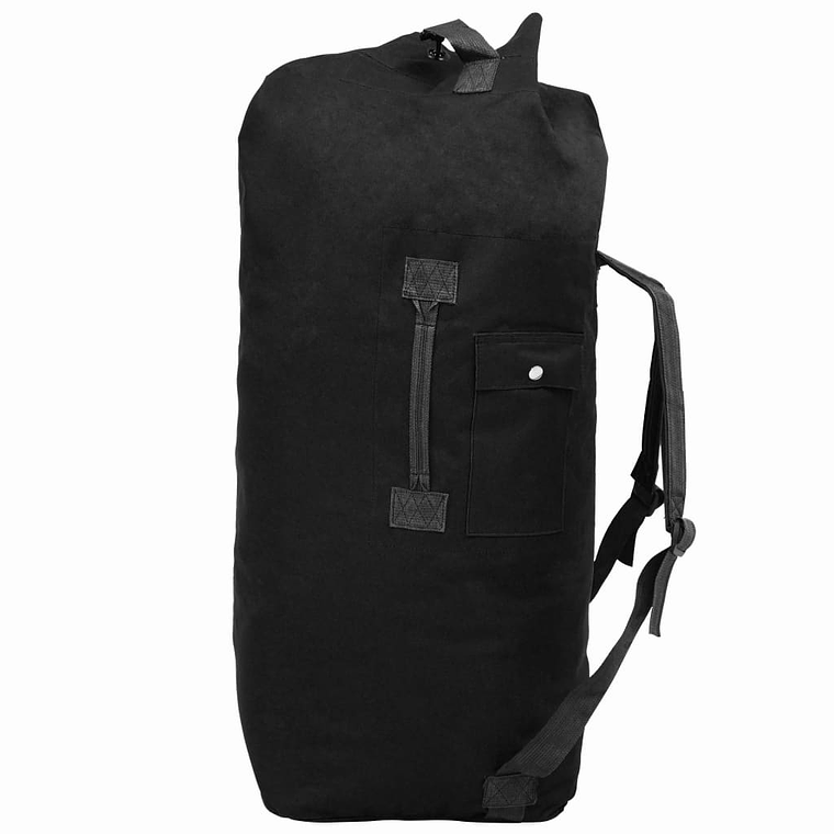 vidaXL Saco de pano estilo militar 85 L preto 1