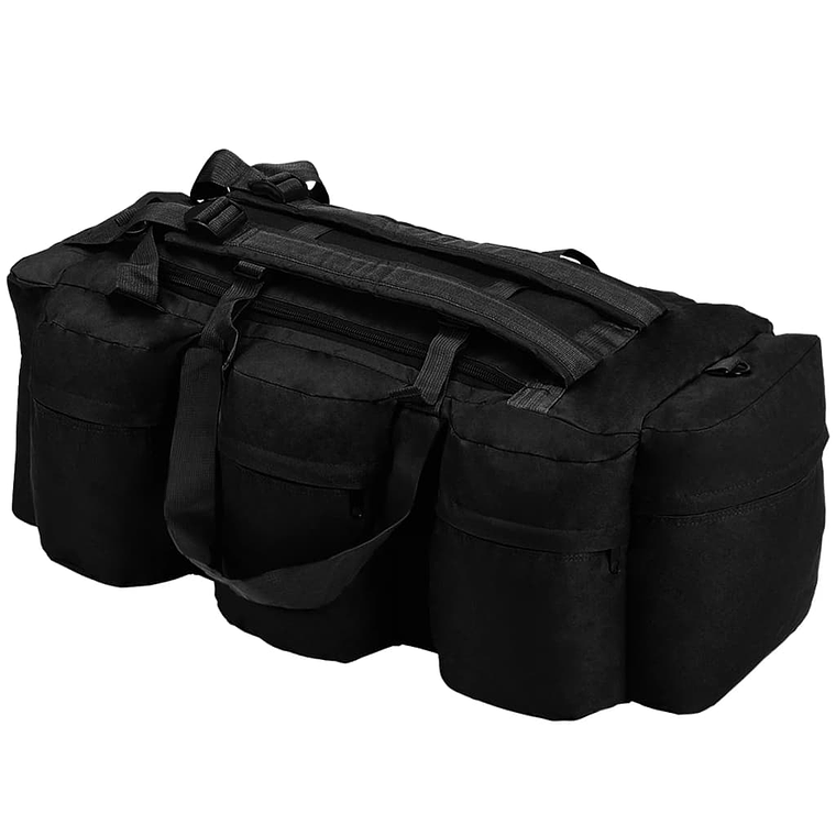 vidaXL Saco de lona estilo militar 3-em-1 45 L preto 1