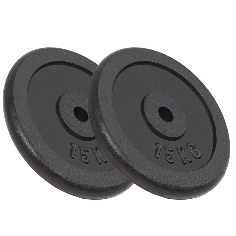 vidaXL Discos de musculação 2 pcs 2x15 kg ferro fundido 1