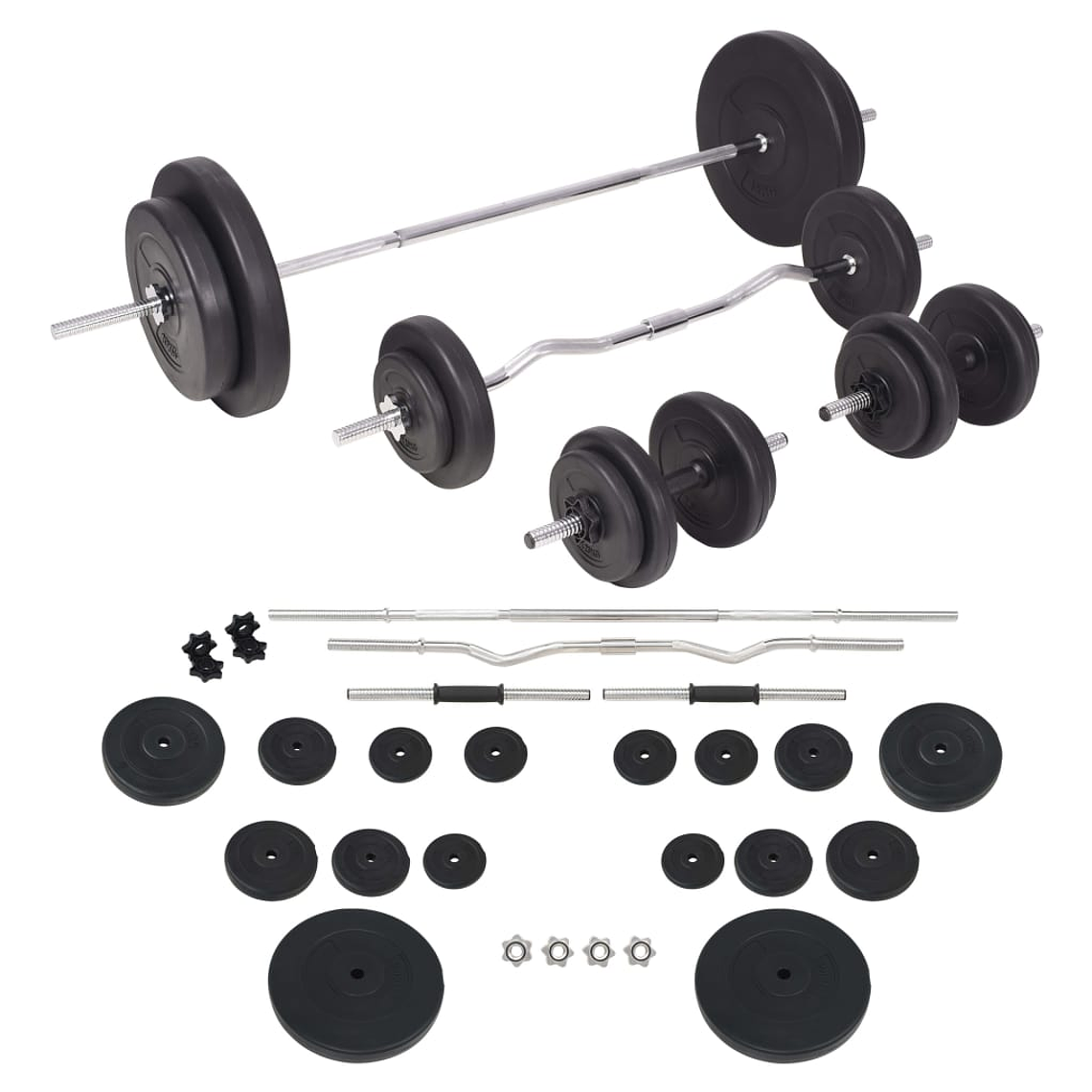 vidaXL Conjunto de barras e discos 90 Kg 1