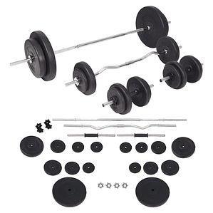 vidaXL Conjunto de barras e discos 90 Kg