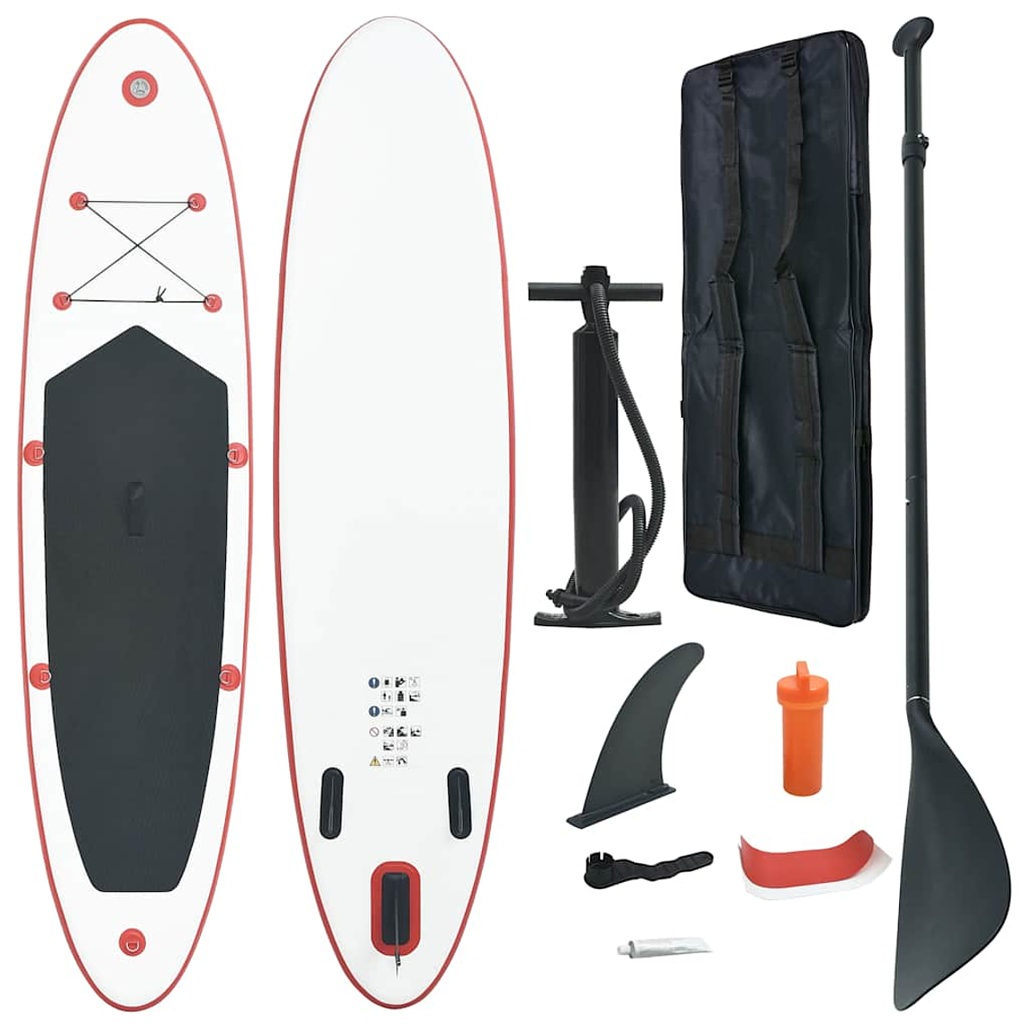 vidaXL Prancha de paddle SUP insuflável vermelho e branco  1