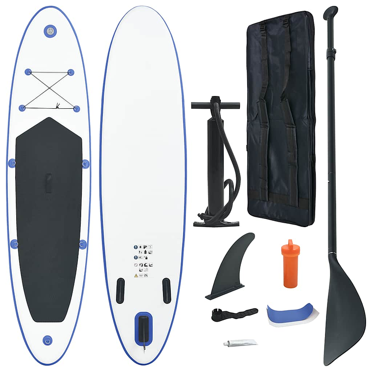 vidaXL Prancha de paddle SUP insuflável azul e branco  1