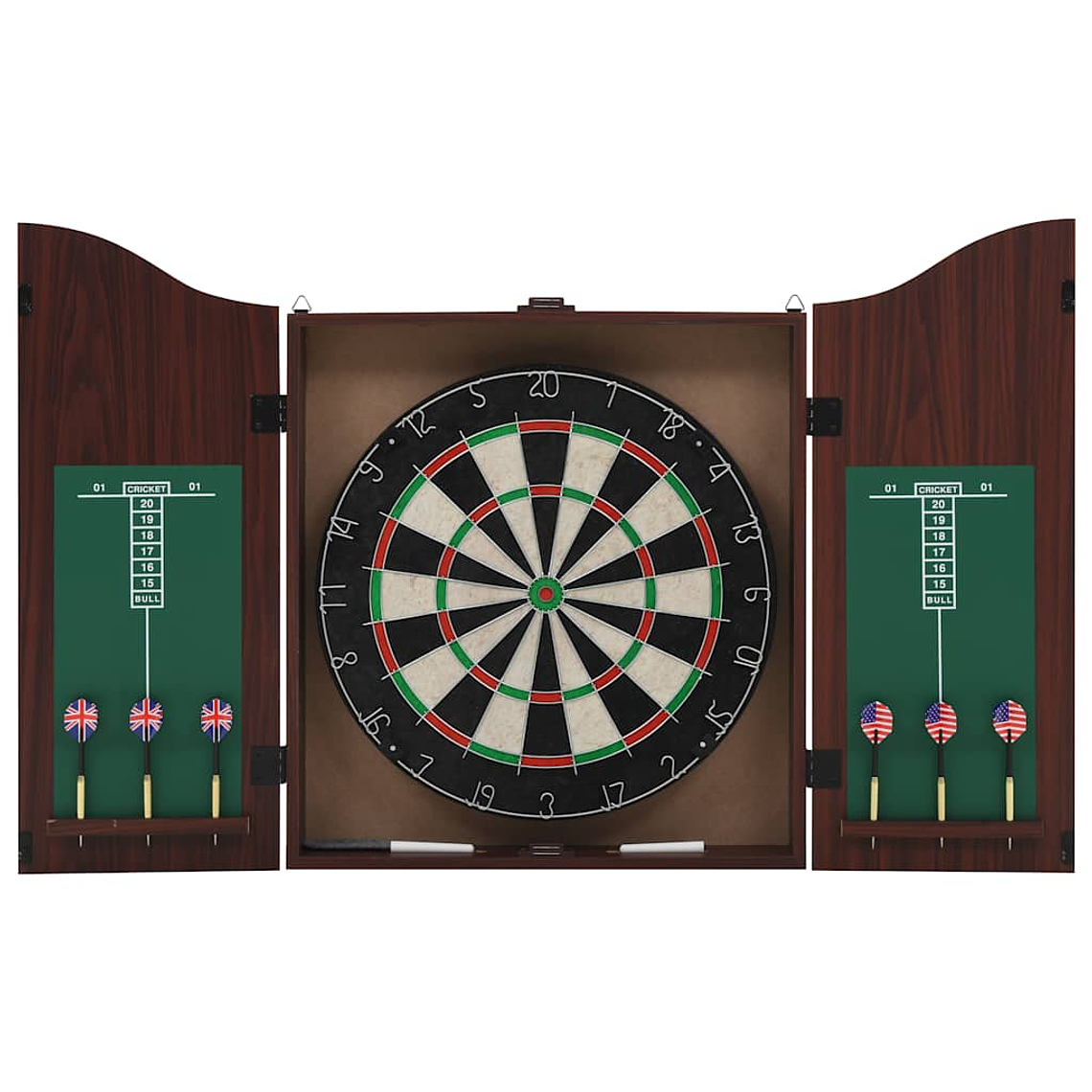 vidaXL Alvo profissional em sisal com armário e 6 dardos 1