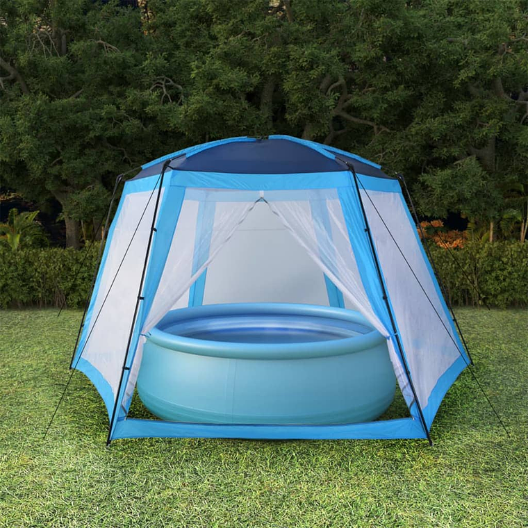 vidaXL Tenda para piscina 590x520x250 cm tecido azul 1