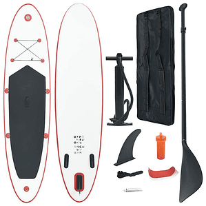 vidaXL Conjunto prancha de paddle SUP insuflável vermelho e branco
