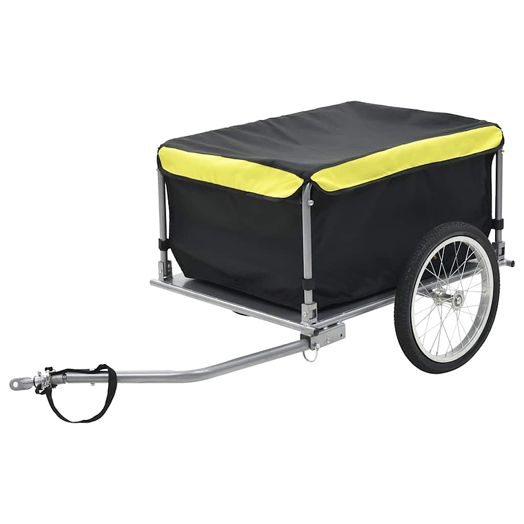 vidaXL Reboque p/ bicicleta preto e amarelo 65 kg 1