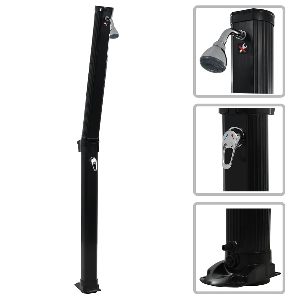 vidaXL Chuveiro solar dobrável 214 cm 23 L preto 1