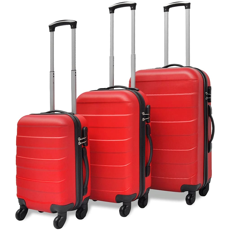 vidaXL Conjunto de tróleis estojo rígido 3 pcs 45,5/55/66 cm vermelho 1