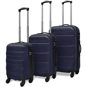 vidaXL Conjunto de tróleis em estojo rígido 3 pcs 45,5/55/66 cm azul