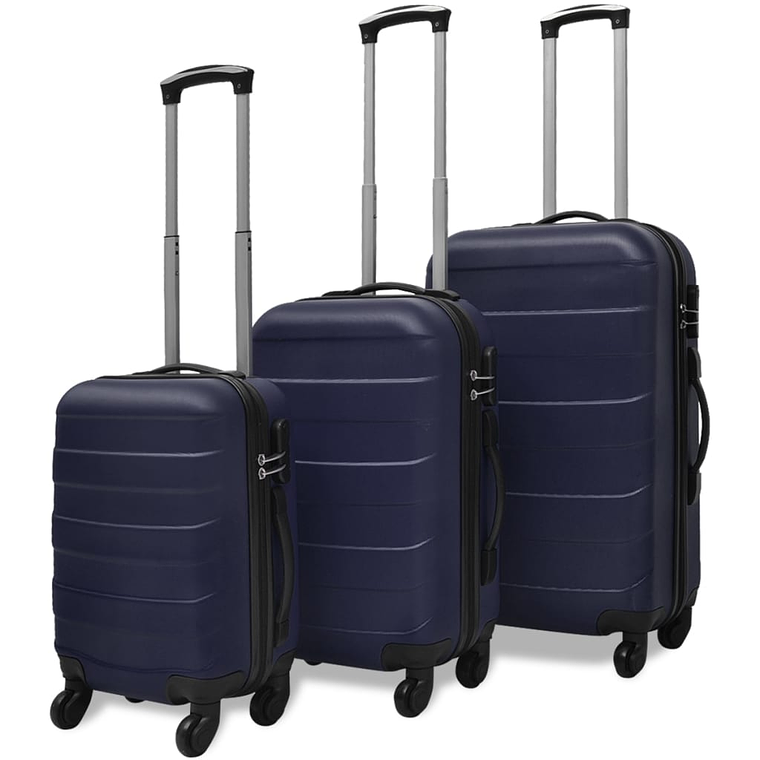 vidaXL Conjunto de tróleis em estojo rígido 3 pcs 45,5/55/66 cm azul 1