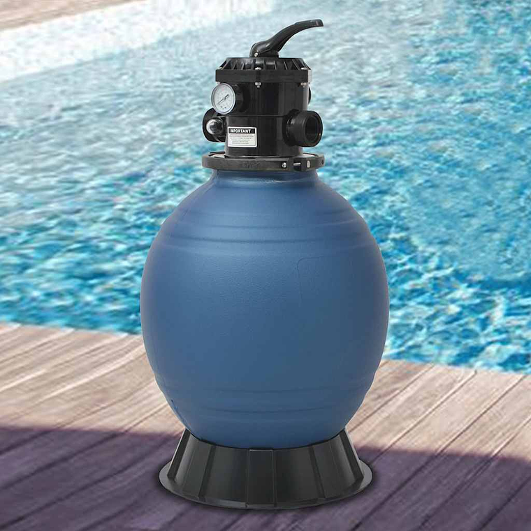 vidaXL Filtro de areia p/ piscina válvula de 6 posições azul 460 mm 1