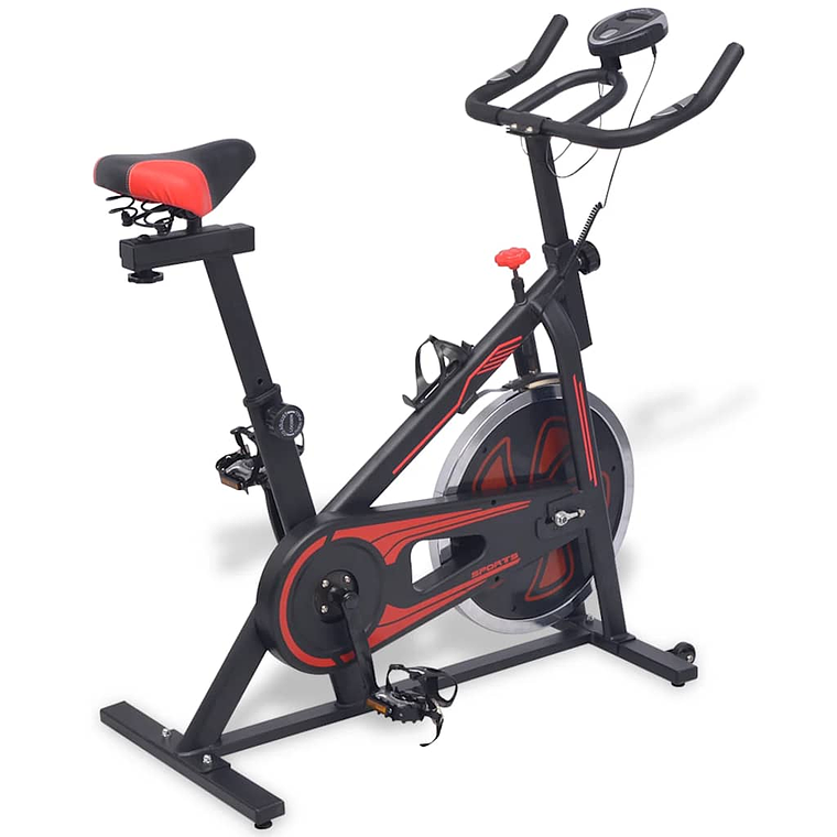 vidaXL Bicicleta de treino c/ sensores de pulso preto e vermelho   1