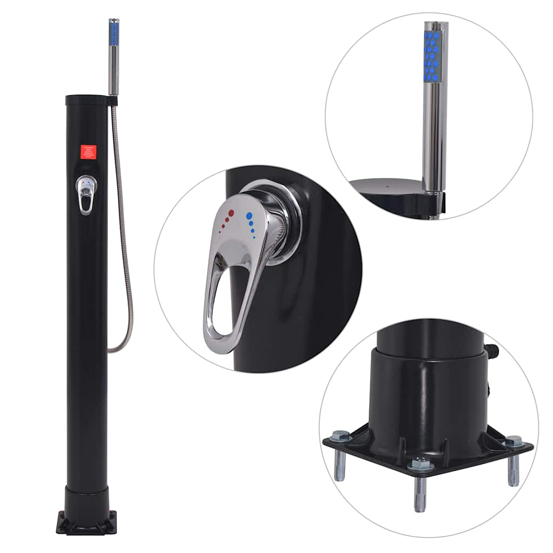 vidaXL Chuveiro solar 8 L PVC aço 1