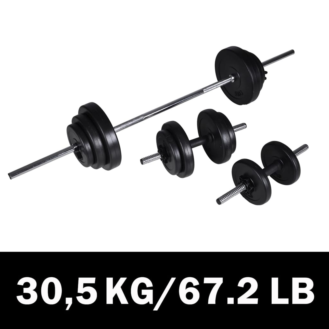 vidaXL Conjunto de barras e halteres 30,5 kg 1