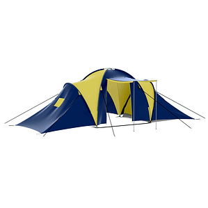 vidaXL Tenda de campismo 9 pessoas tecido azul e amarelo