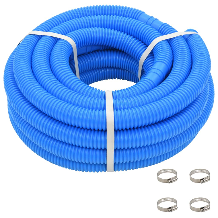 vidaXL Mangueira de piscina com braçadeiras azul 38 mm 12 m 1