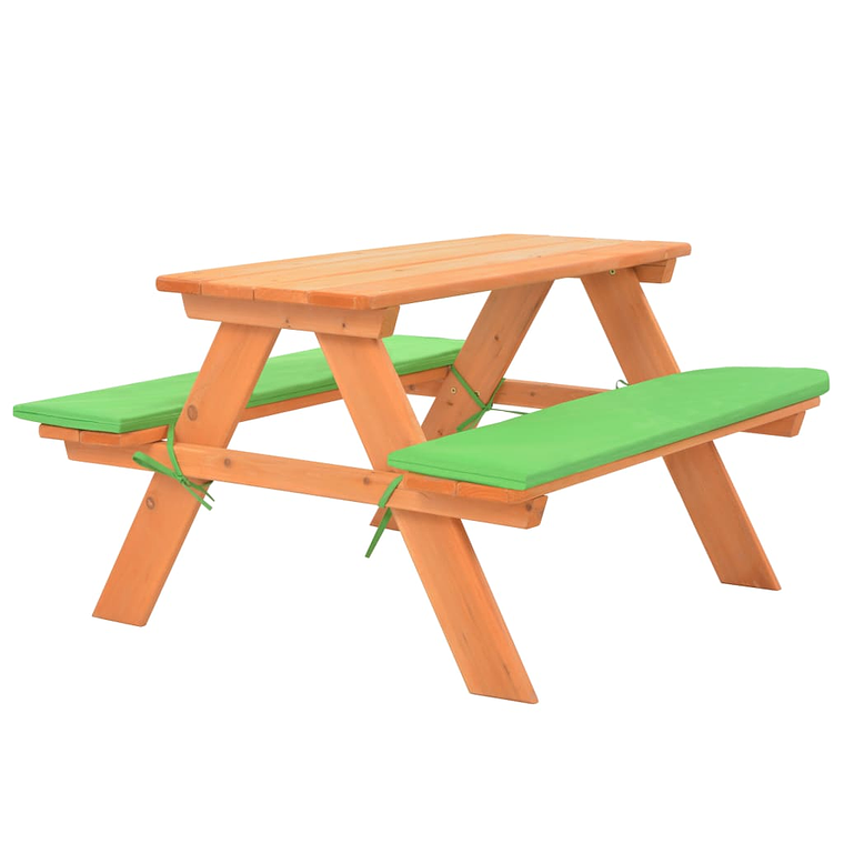 vidaXL Mesa de piquenique infantil c/ bancos 89x79x50cm abeto maciço 1
