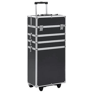vidaXL Trólei de maquilhagem alumínio preto