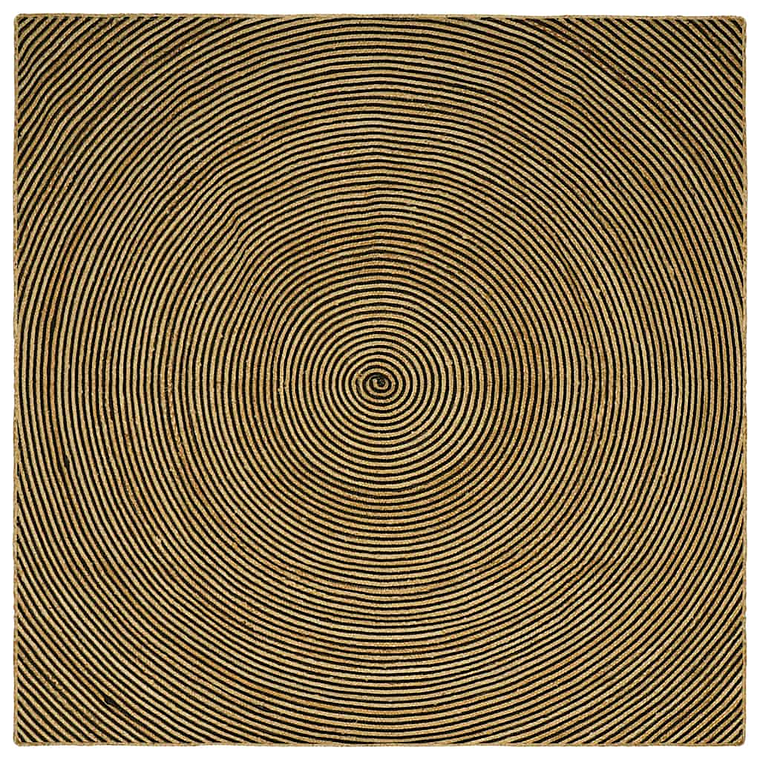 vidaXL Tapete Natural e Preto 200 x 200 cm Juta 1