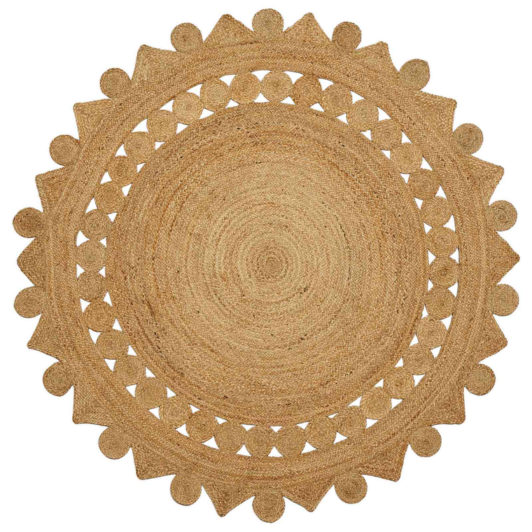 vidaXL Tapete Castanho Ø 180 cm Juta 1