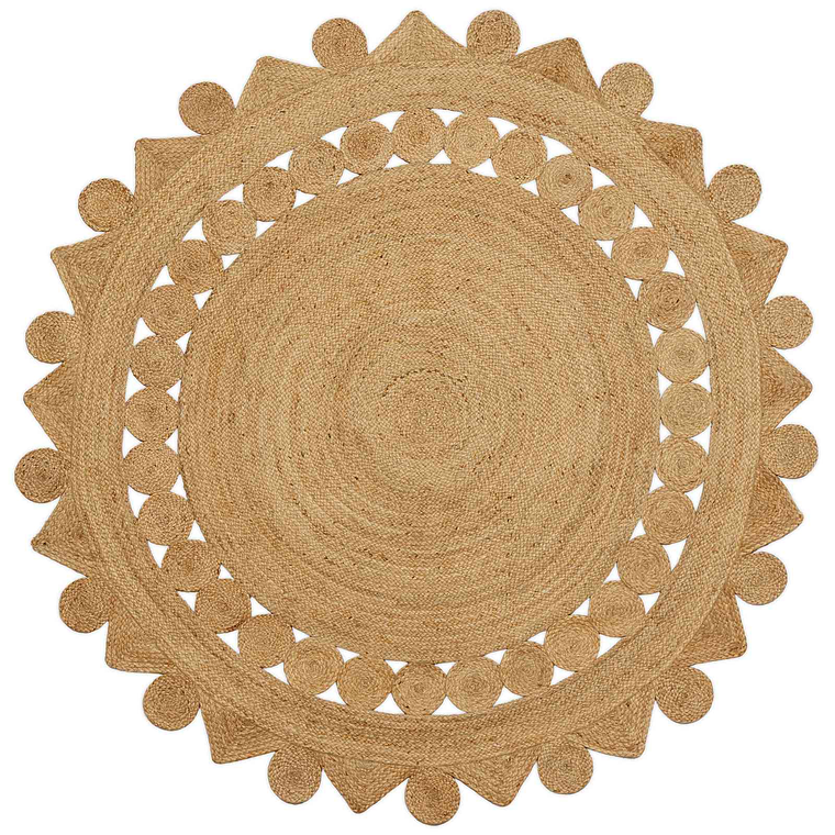 vidaXL Tapete Castanho Ø 210 cm Juta 1