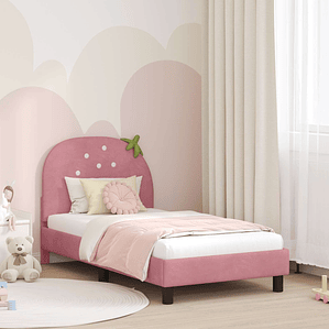 vidaXL Estrutura de Cama Infantil com Cabeceira Rosa 80 x 160 cm