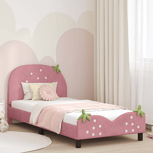 vidaXL Estrutura de Cama Infantil com Cabeceira Rosa 80 x 200 cm