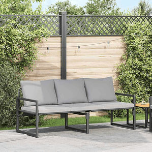 vidaXL Móveis de Jardim Cinzento-claro 180 x 72,5 x 71 cm Poliéster