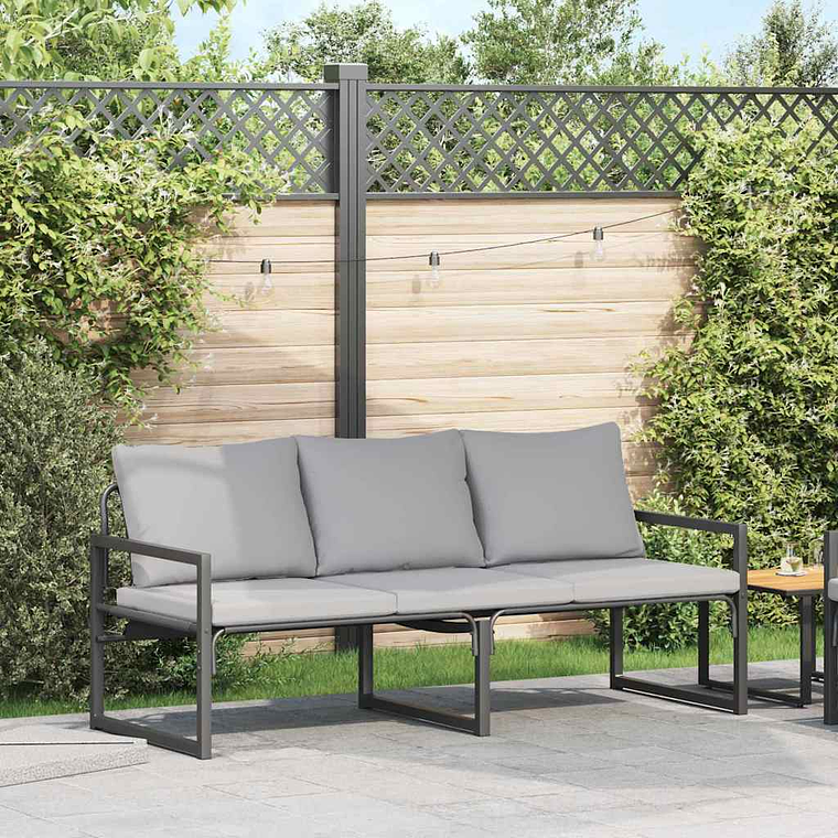 vidaXL Móveis de Jardim Cinzento-claro 180 x 72,5 x 71 cm Poliéster 1